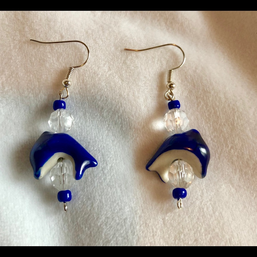 Handcrafted Glass Dolphin Earrings